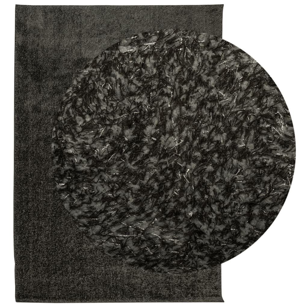 Vidaxl Teppich Istan Hochflor glänzend 140x200 cm Anthrazit
