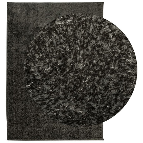 Vidaxl Teppich Istan Hochflor glänzend 140x200 cm Anthrazit