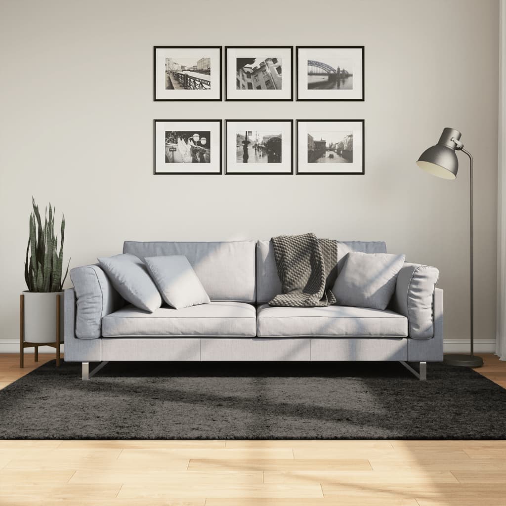 Vidaxl Teppich Istan Hochflor glänzend 140x200 cm Anthrazit