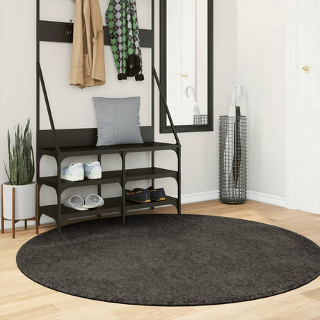 Vidaxl Teppich Istan Hochflor glänzend ø 160 cm Anthrazit