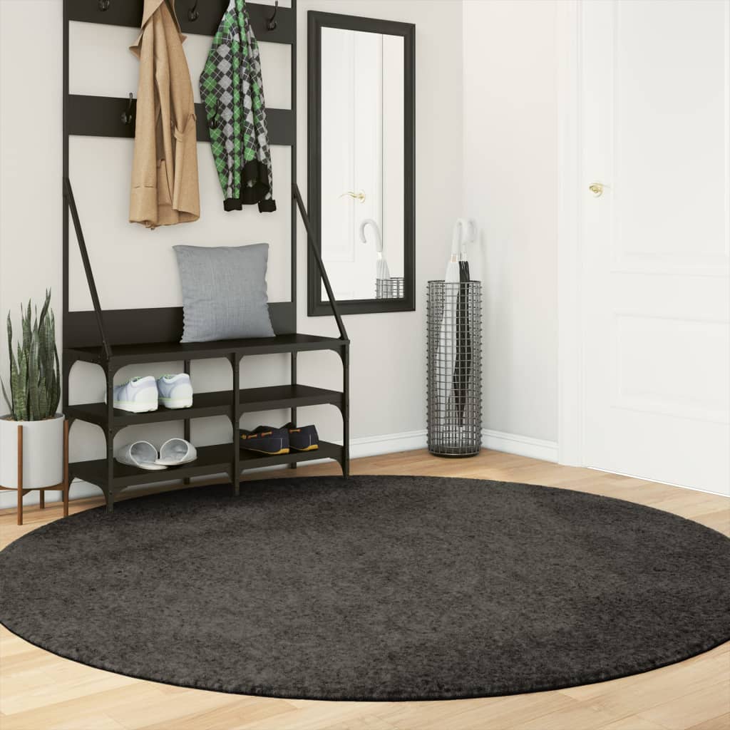 Vidaxl Teppich Istan Hochflor glänzend ø 200 cm Anthrazit