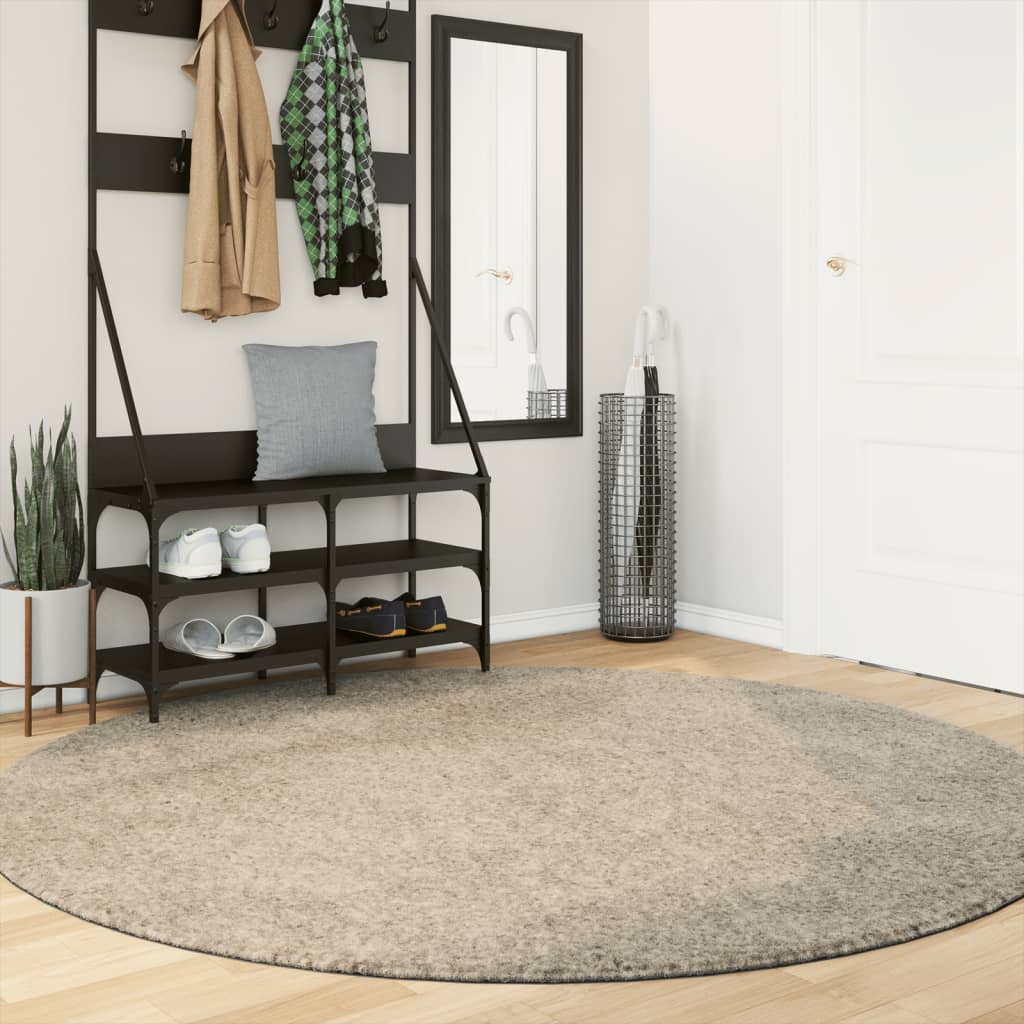 Vidaxl Teppich Istan Hochflor glänzend ø 200 cm Beige