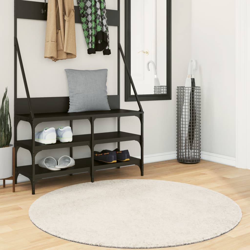 Vidaxl Teppich Istan Hochflor glänzend ø 120 cm cremefarben