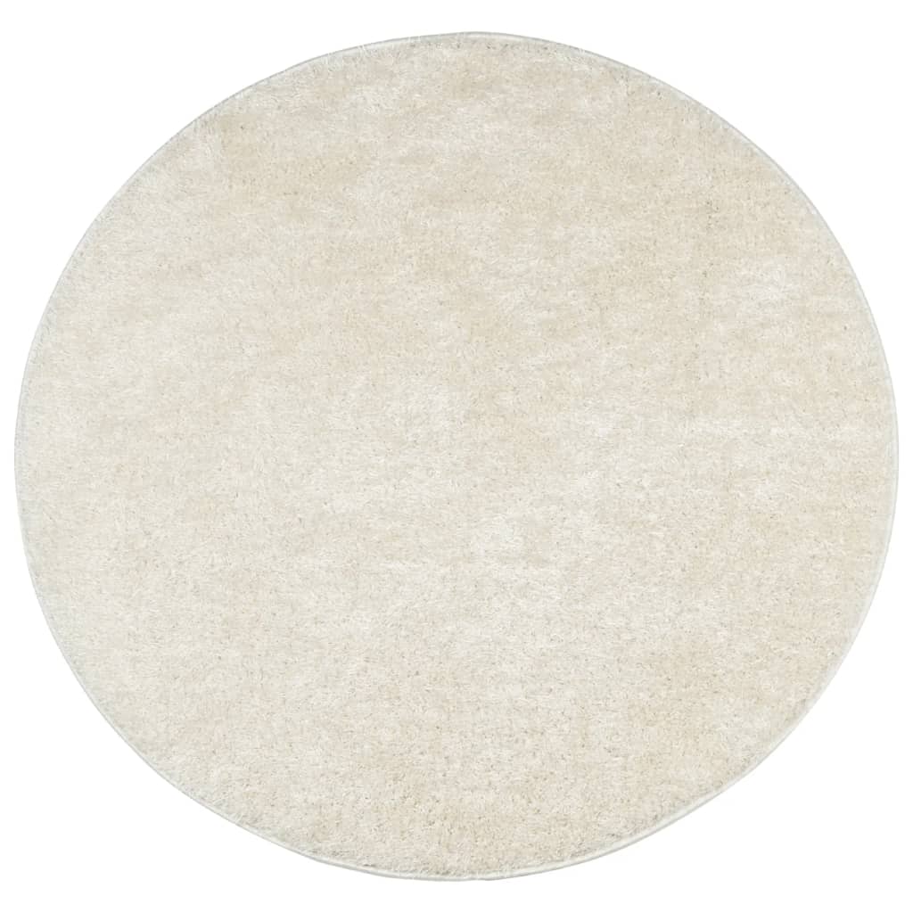 Vidaxl Teppich Istan Hochflor glänzend ø 200 cm cremefarben