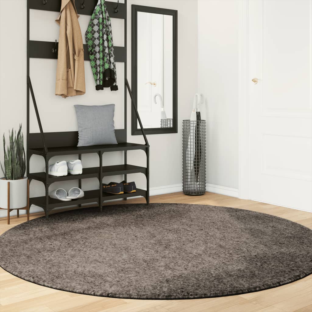 Vidaxl Teppich Istan Hochflor glänzend ø 200 cm grau