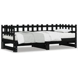 Vidaxl slaapbank uitschuifbaar 2x(80x200) cm massief grenenhout zwart