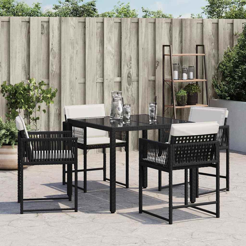 Vidaxl tuinstoelen 4 st met kussens poly rattan zwart