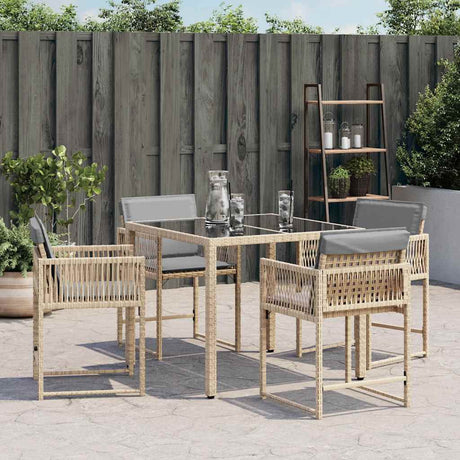 Vidaxl tuinstoelen 4 st met kussens poly rattan gemengd beige