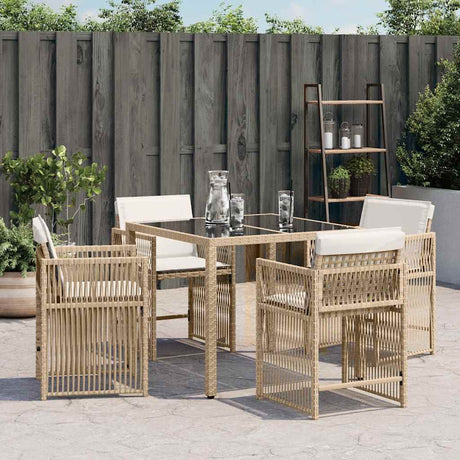 Vidaxl tuinstoelen 4 st met kussens poly rattan beige