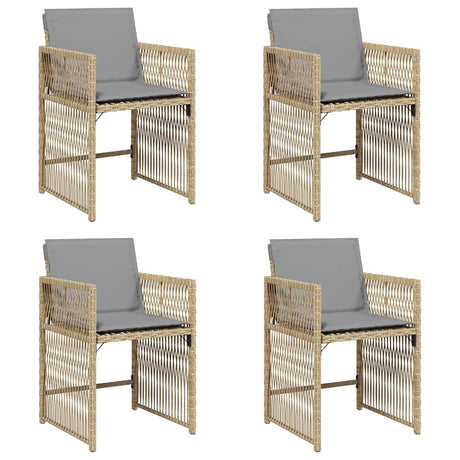 Vidaxl tuinstoelen 4 st met kussens poly rattan gemengd beige