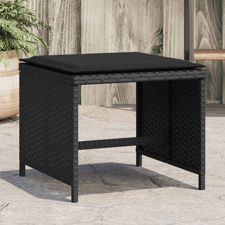 Vidaxl tuinkrukken 4 st met kussens 41x41x36 cm poly rattan zwart