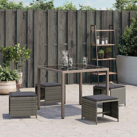 Vidaxl tuinkrukken 4 st met kussens 41x41x36 cm poly rattan grijs