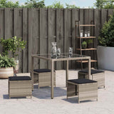 Vidaxl tuinkrukken 4 st met kussens 41x41x36 cm poly rattan lichtgrijs