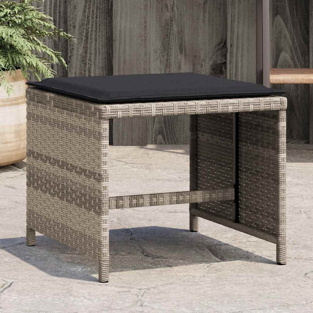 Vidaxl tuinkrukken 4 st met kussens 41x41x36 cm poly rattan lichtgrijs