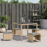 Vidaxl tuinkrukken 4 st met kussens 41x41x36 cm poly rattan beige