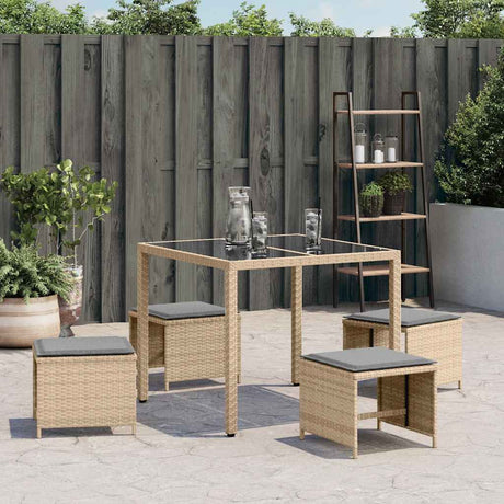 Vidaxl tuinkrukken 4 st met kussens 41x41x36 cm poly rattan beige