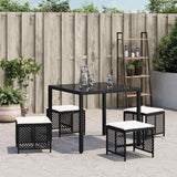 Vidaxl tuinkrukken 4 st met kussens 41x41x36 cm poly rattan zwart