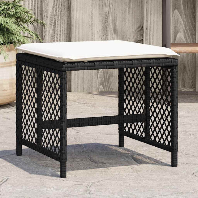 Vidaxl tuinkrukken 4 st met kussens 41x41x36 cm poly rattan zwart