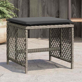 Vidaxl tuinkrukken 4 st met kussens 41x41x36 cm poly rattan grijs