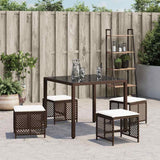 Vidaxl tuinkrukken 4 st met kussens 41x41x36 cm poly rattan bruin