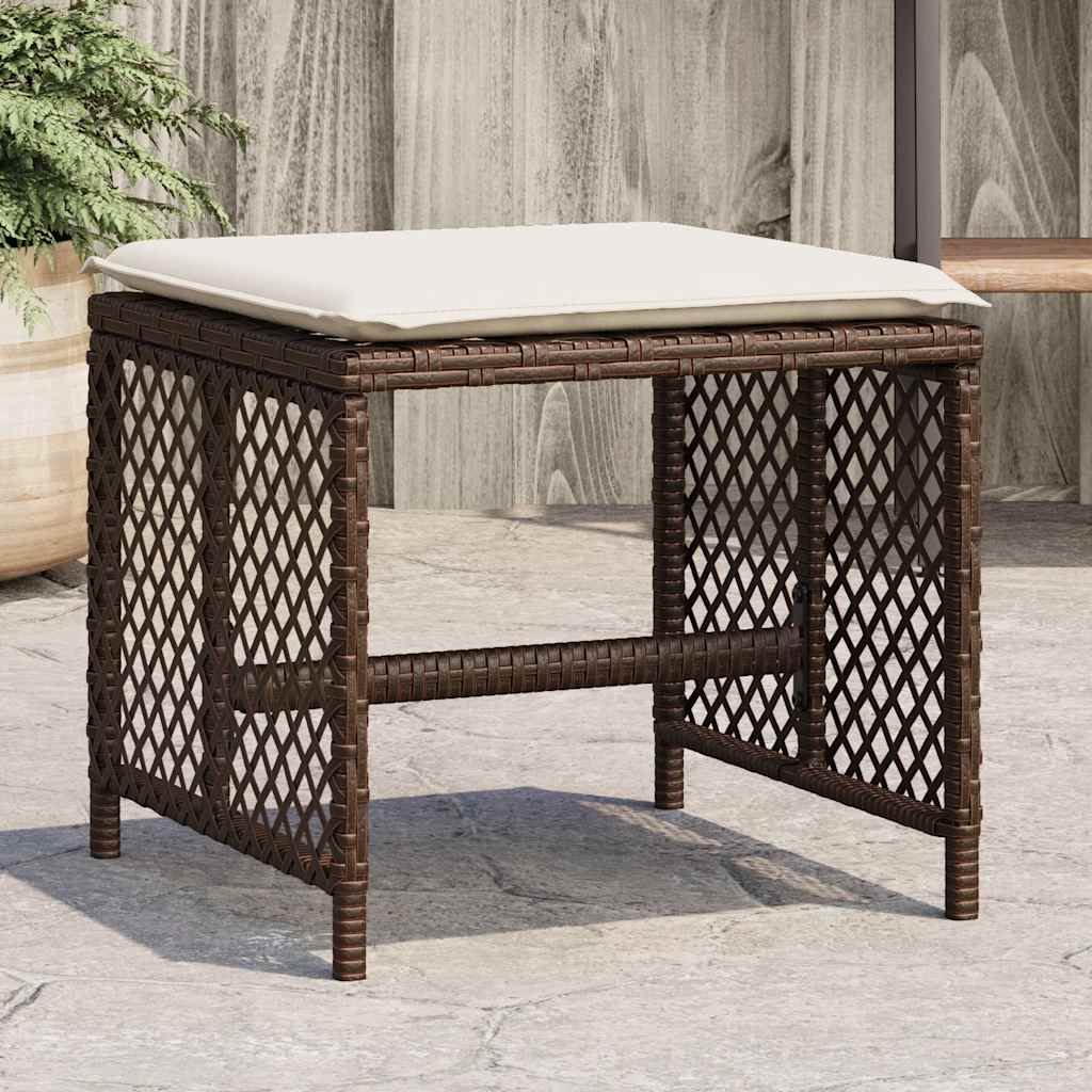 Vidaxl tuinkrukken 4 st met kussens 41x41x36 cm poly rattan bruin