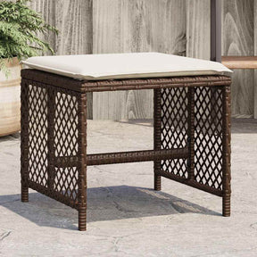 Vidaxl tuinkrukken 4 st met kussens 41x41x36 cm poly rattan bruin