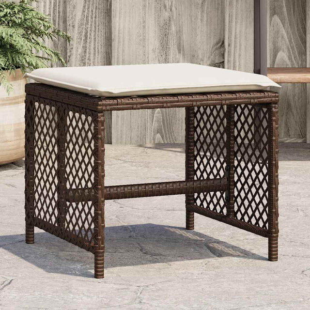 Vidaxl tuinkrukken 4 st met kussens 41x41x36 cm poly rattan bruin