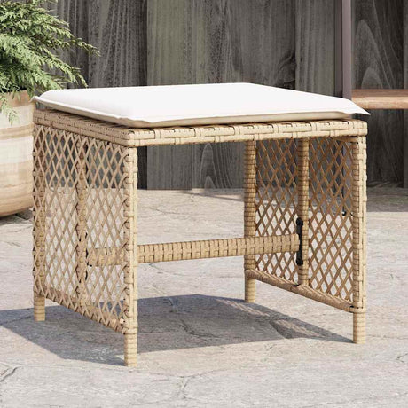 Vidaxl tuinkrukken 4 st met kussens 41x41x36 cm poly rattan beige
