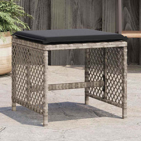 Vidaxl tuinkrukken 4 st met kussens 41x41x36 cm poly rattan lichtgrijs