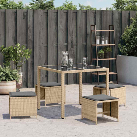Vidaxl tuinkrukken 4 st kussens 41x41x36 cm poly rattan gemengd beige