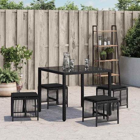 Vidaxl tuinkrukken 4 st met kussens 41x41x36 cm poly rattan zwart