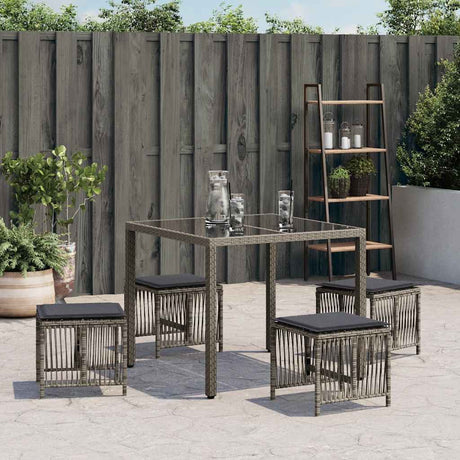 Vidaxl tuinkrukken 4 st met kussens 41x41x36 cm poly rattan grijs