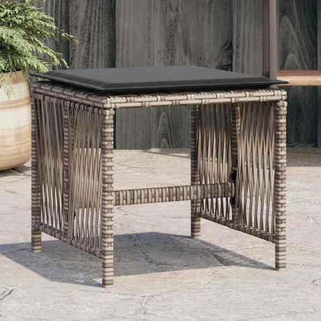 Vidaxl tuinkrukken 4 st met kussens 41x41x36 cm poly rattan grijs