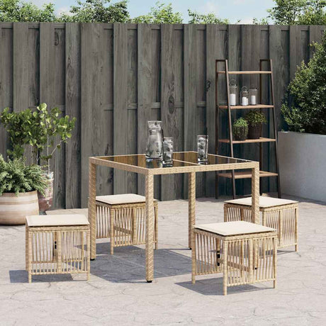 Vidaxl tuinkrukken 4 st met kussens 41x41x36 cm poly rattan beige