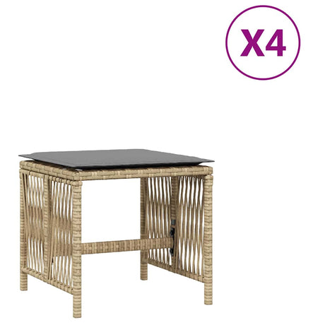 Vidaxl tuinkrukken 4 st kussens 41x41x36 cm poly rattan gemengd beige