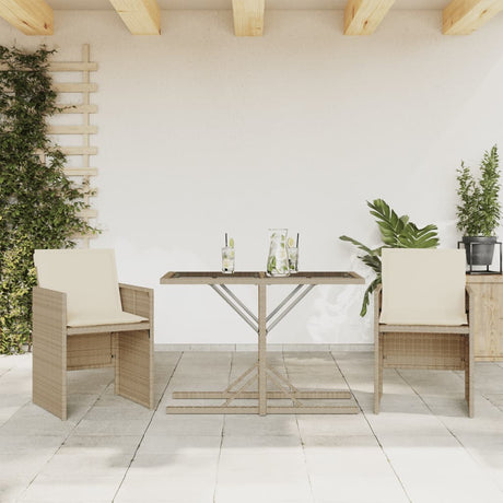 Vidaxl 3-delige bistroset met kussens poly rattan beige