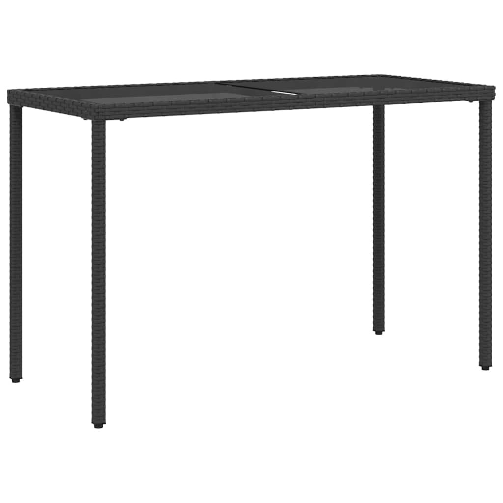 Vidaxl tuintafel met glazen blad 115x54x74 cm poly rattan zwart