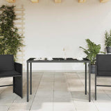Vidaxl tuintafel met glazen blad 115x54x74 cm poly rattan zwart
