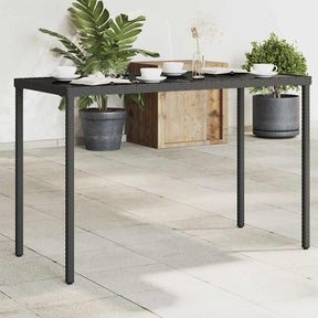 Vidaxl tuintafel met glazen blad 115x54x74 cm poly rattan zwart
