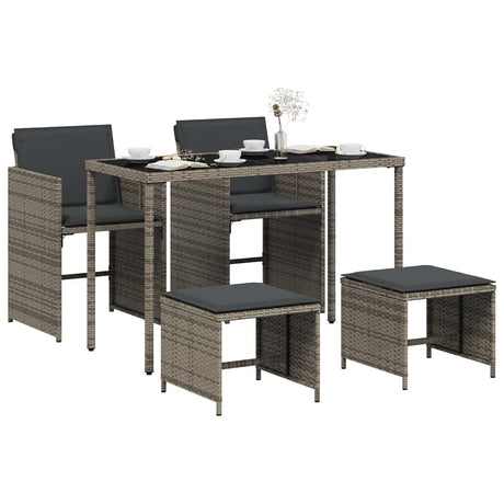 Vidaxl 5-delige tuinset met kussens poly rattan grijs