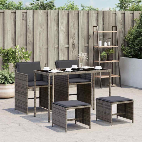 Vidaxl 5-delige tuinset met kussens poly rattan grijs