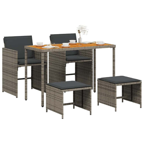 Vidaxl 5-delige tuinset met kussens poly rattan grijs