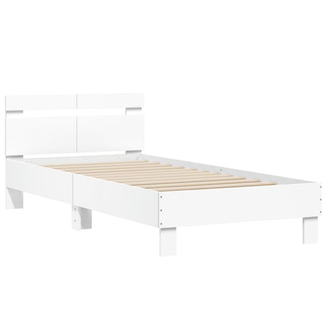 Vidaxl bedframe met hoofdbord bewerkt hout wit 100x200 cm