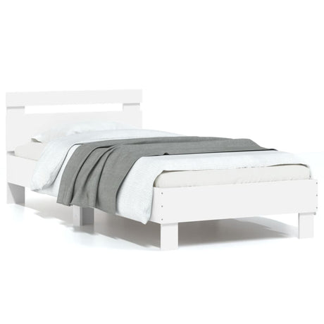 Vidaxl bedframe met hoofdbord bewerkt hout wit 90x200 cm