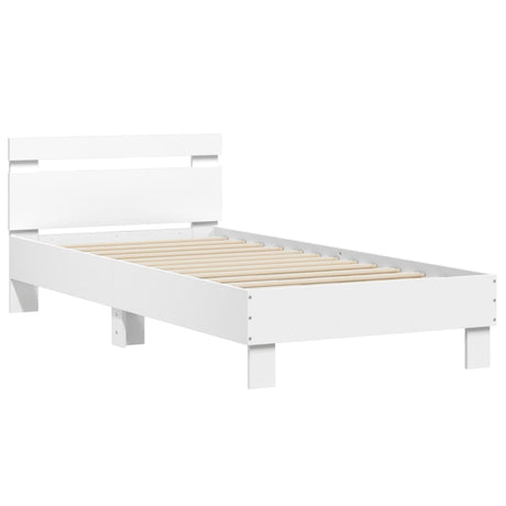 Vidaxl bedframe met hoofdeinde bewerkt hout wit 90x190 cm