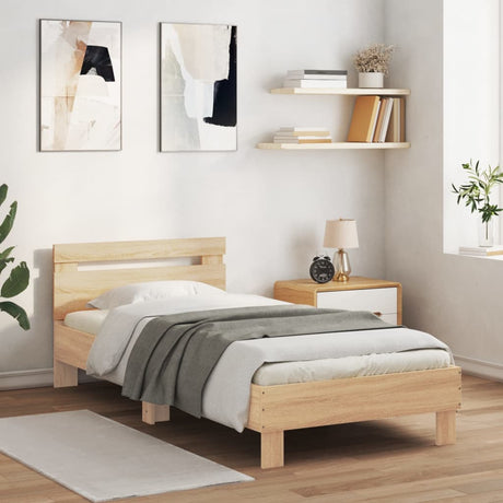 Vidaxl bedframe met hoofdbord zonder matras sonoma eiken 90x190 cm
