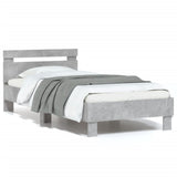 Vidaxl bedframe met hoofdbord bewerkt hout betongrijs 75x190 cm