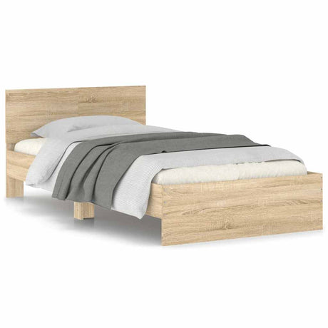 Vidaxl bedframe met hoofdbord zonder matras sonoma eiken 100x200 cm