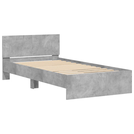 Vidaxl bedframe met hoofdeinde bewerkt hout betongrijs 100x200 cm