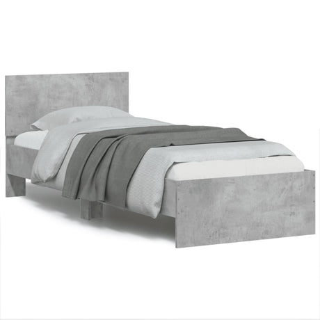 Vidaxl bedframe met hoofdeinde bewerkt hout betongrijs 90x200 cm